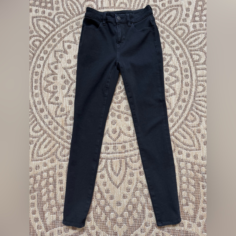 American Eagle AE Hi-Rise Jegging Dream Stretch Black Jeans Size 0 EC